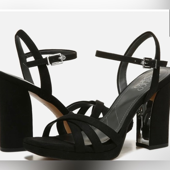 Franco Sarto NWT Damaris Faux Leather Black Heeled Sandals no box - Picture 1 of 8